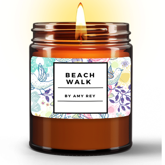 Beach Walk Natural Wax Candle in Amber Jar (9oz)