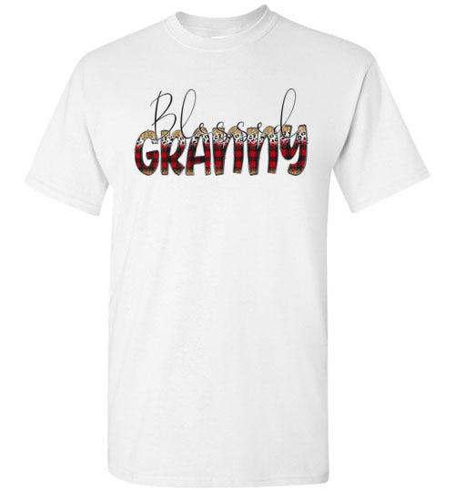 Blessed Granny Buffalo Check Graphic Tee Shirt Top