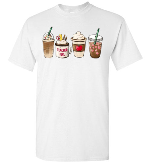 Teacher Fuel Starbucks Coffee Frappe Latte Graphic Tee Shirt Fall Top