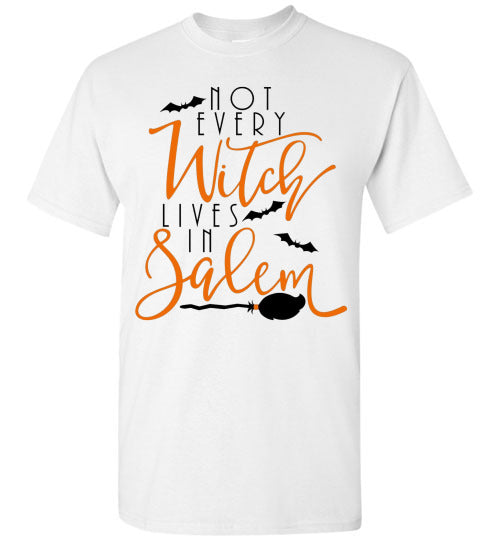 Not Every Witch Lives In Salem Halloween Fall Graphic Tee Shirt Top
