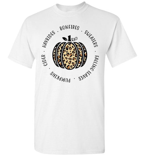 Hayrides Bonfires Sweaters Pumpkins Cider Fall Graphic Tee Shirt Top