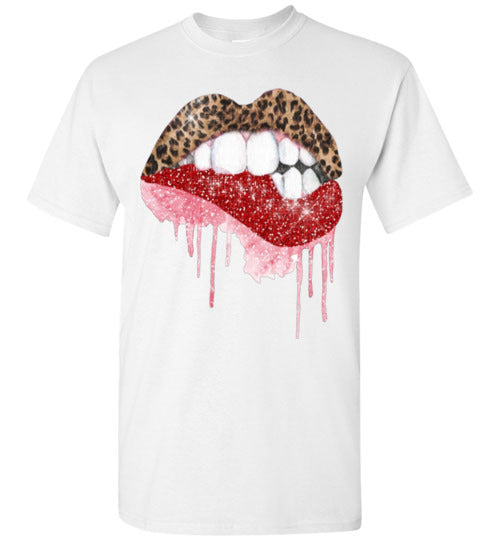 Red leopard lips tee shirt graphic top