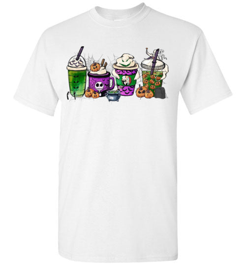 Halloween Starbucks Latte Cappachino Coffee Graphic Tee Shirt Top