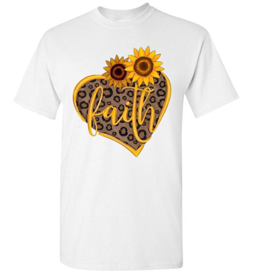 Sunflower Heart Leopard Christian Faith Tee Shirt Top T-Shirt