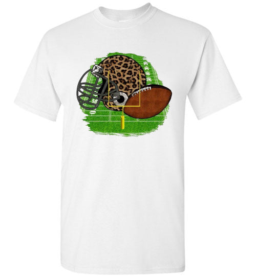 Leopard Football Helmet Graphic Tee Shirt Top