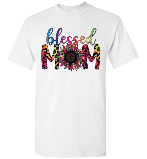 Blessed Mom Multi Leopard Tee Shirt Top T-Shirt