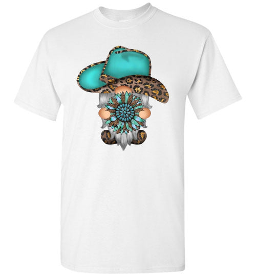 Gnome Leopard Cowboy Hat Graphic Tee Shirt top