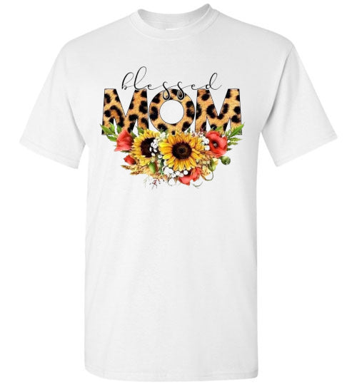 Blessed Mom Leopard Sunflowers Mother's Day Tee Shirt Top T-Shirt