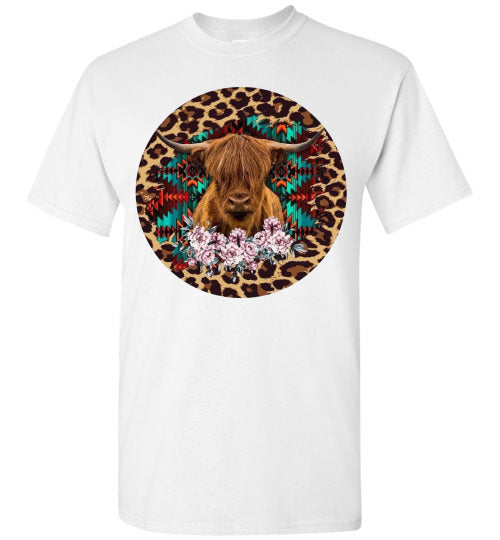 Leopard Country Glam Cow Graphic Tee Shirt Top