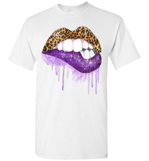 Purple leopard lips t-shirt graphic top