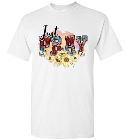Just Pray Spiritual Christian Graphic Tee Shirt Top