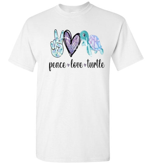 Peace Love Turtle Graphic Tee Shirt Top