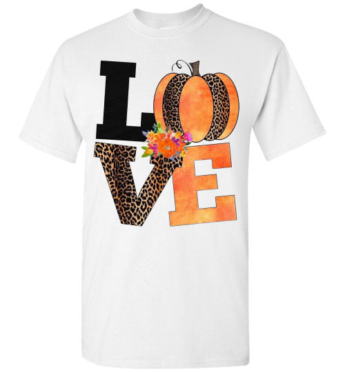 Love Leopard Pumpkin Fall Tee Shirt T-Shirt