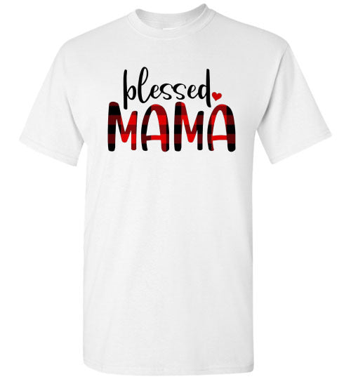 Blessed Mama Plaid Buffalo Check Lumberjack Tee Shirt Top T-Shirt