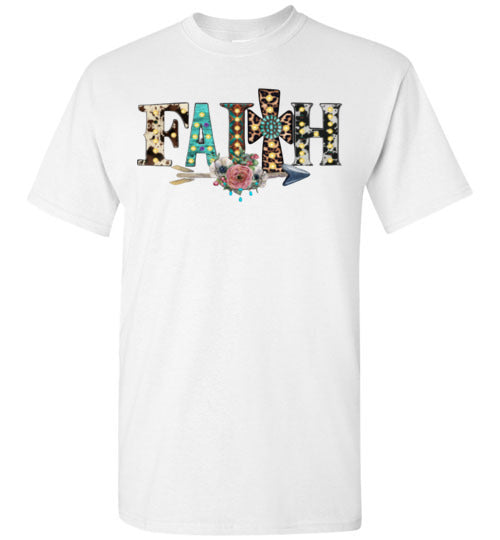 Faith Cross Leopard Christian Tee Shirt Top T-Shirt