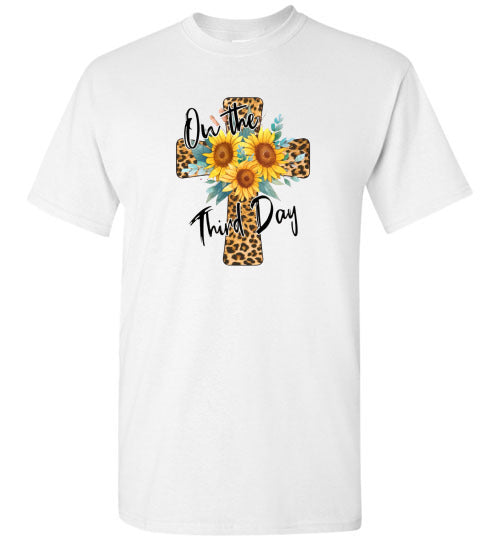 Leopard Cross Sunflower Graphic Tee Shirt Top