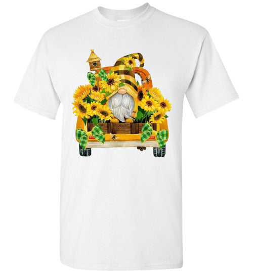 Fall Sunflower Gnome Graphic Tee Shirt Top
