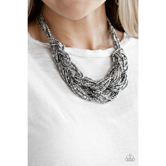 City Catwalk – Silver Seed Bead Necklace 532