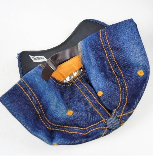 Silver Stone & Stud Bling Jesus Baseball Caps Dark Denim