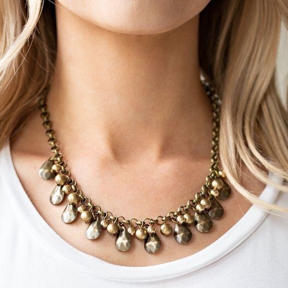 Stage Stunner – Brass Necklace Earring Set