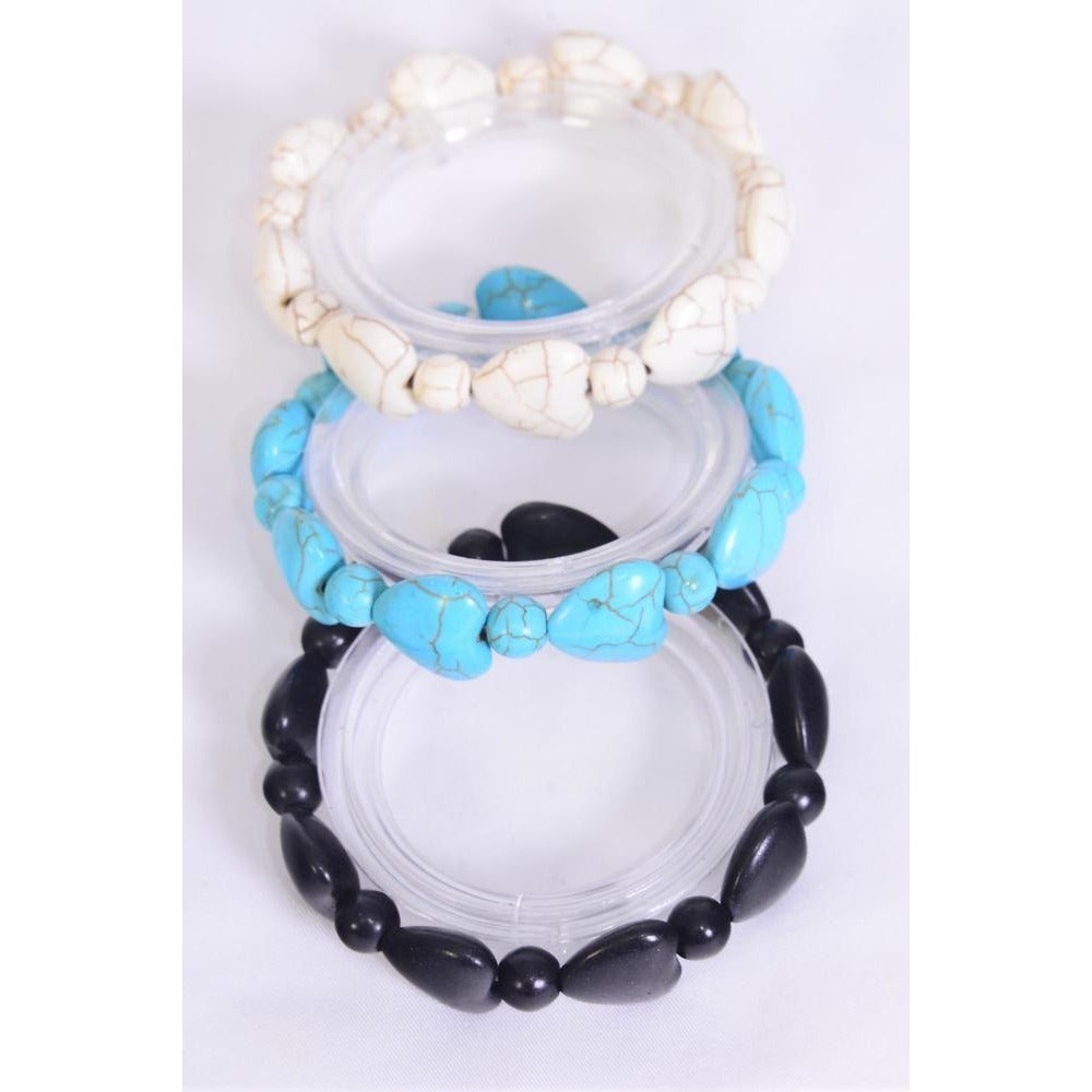 Semiprecious Stone Heart Stretch Bracelets 999
