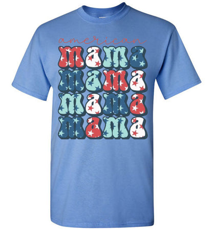 American Mama Patriotic Americana Graphic Tee Shirt Top T=Shirt