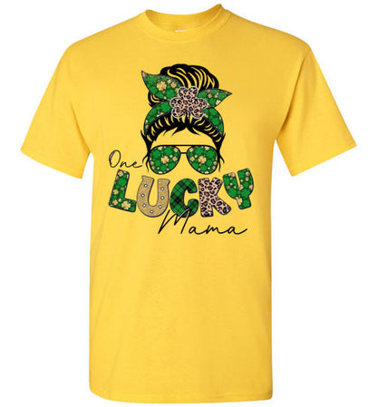 One Lucky Mama Irish St Patrick's Day Graphic Tee Shirt Top T-Shirt