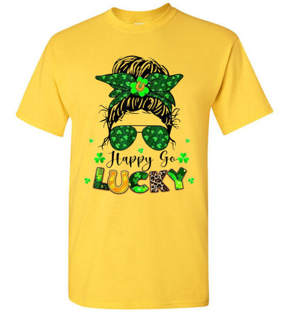 Happy Go Lucky St Patrick's Day Graphic Tee Shirt Top T-Shirt