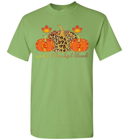Grateful Thankful Blessed Fall Graphic T-Shirt Top