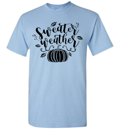 Sweater Weather Pumpkin Fall Graphic T-Shirt Top