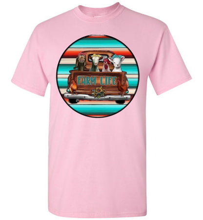 Farm Life Animals In Old Truck Graphic Tee Shirt Top T-Shirt