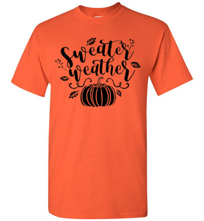 Sweater Weather Pumpkin Fall Graphic T-Shirt Top
