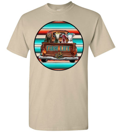 Farm Life Animals In Old Truck Graphic Tee Shirt Top T-Shirt