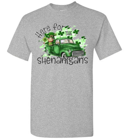 Here For The Shenanigans Funny St Patrick's Day Tee Shirt Top T-Shirt