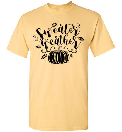 Sweater Weather Pumpkin Fall Graphic T-Shirt Top
