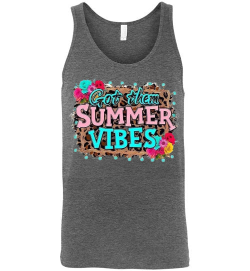 Got Them Summer Vibes Graphic Print Unisex Tank Top Canvas Shirt