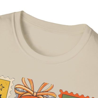 Halloween Themed Unisex Softstyle T-Shirt - Spooky Stamp Design, Fall Fashion, Trick or Treat, Halloween Party, Gift for Ghost Lovers