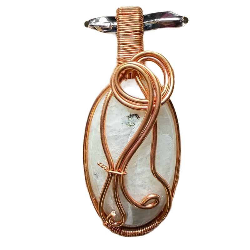 Copper Wire Wrap Moonstone Pendant