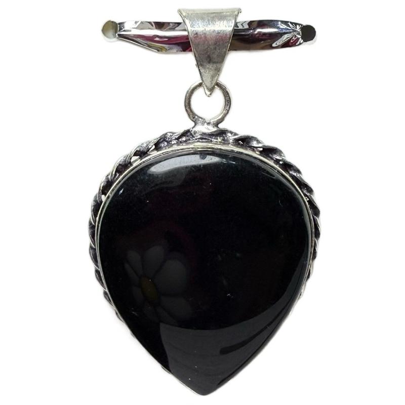 Black Onyx .925 Sterling Silver Overlay Pendants