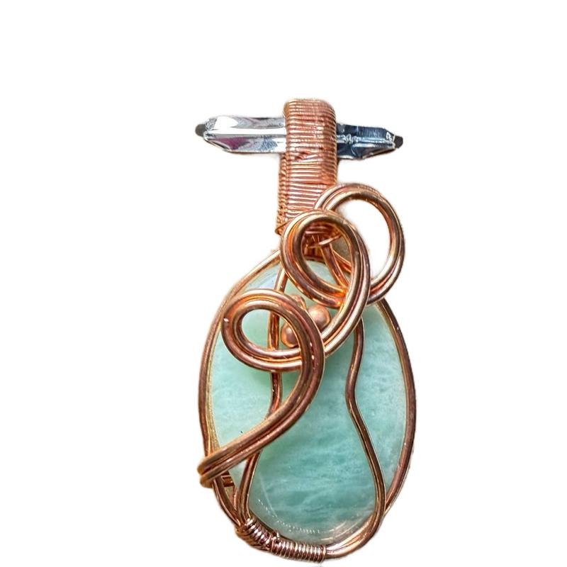 Copper Wire Wrap Amazonite Pendant