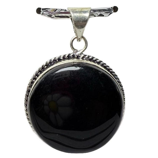 Black Onyx .925 Sterling Silver Overlay Pendants