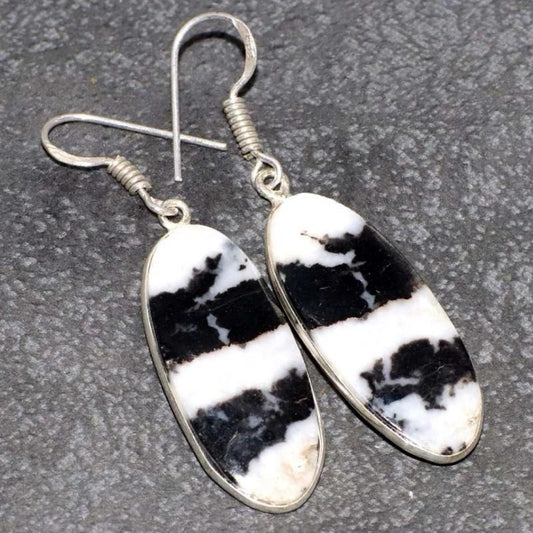 2" White Buffalo .925 Sterling Silver Overlay Earrings