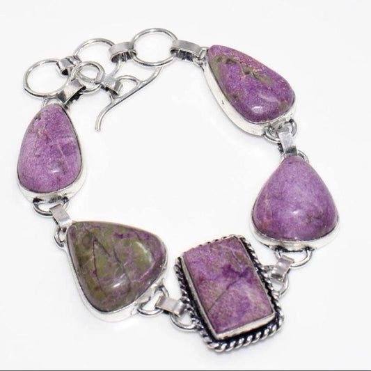 8.5" Purpurite 925 Silver Overlay Bracelet