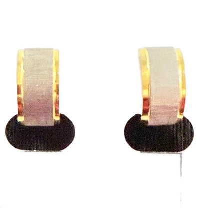 Gold & Silver Mixed Metal Stainless Steel Huggie Double Sided Earrings