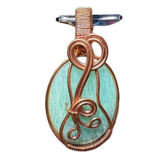 Copper Wire Wrap Amazonite Pendant