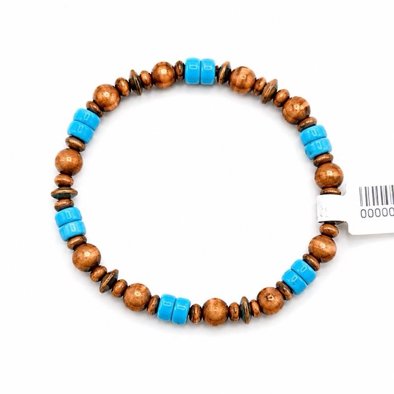 Kingman Turquoise Copper Stretchy Bracelet