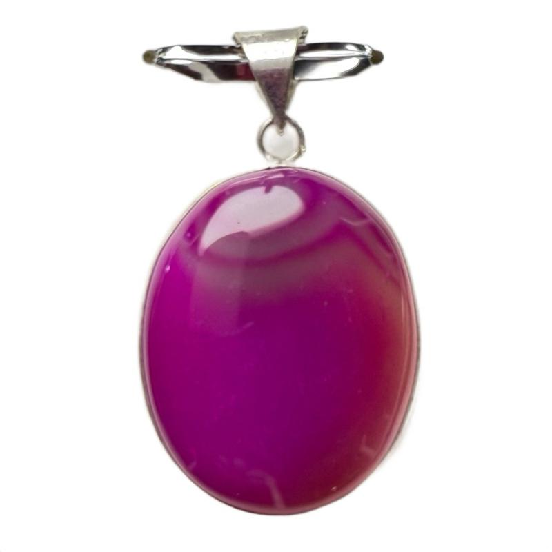 Pink Banded Agate .925 Sterling Silver Overlay Pendant