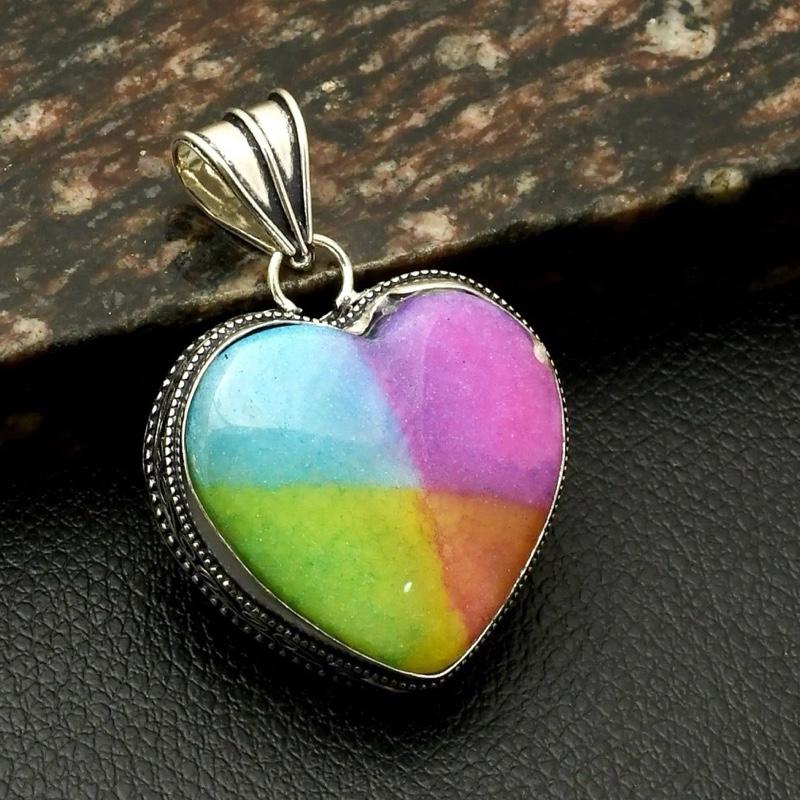 1.8" Rainbow Solar Quartz .925 Sterling Silver Overlay Pendants