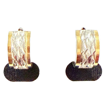 Gold & Silver Mixed Metal Stainless Steel Huggie Double Sided Earrings