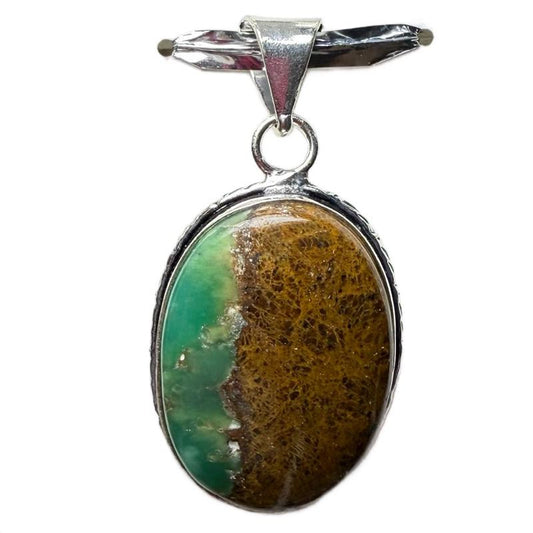Chrysoprase .925 Sterling Silver Overlay Pendant